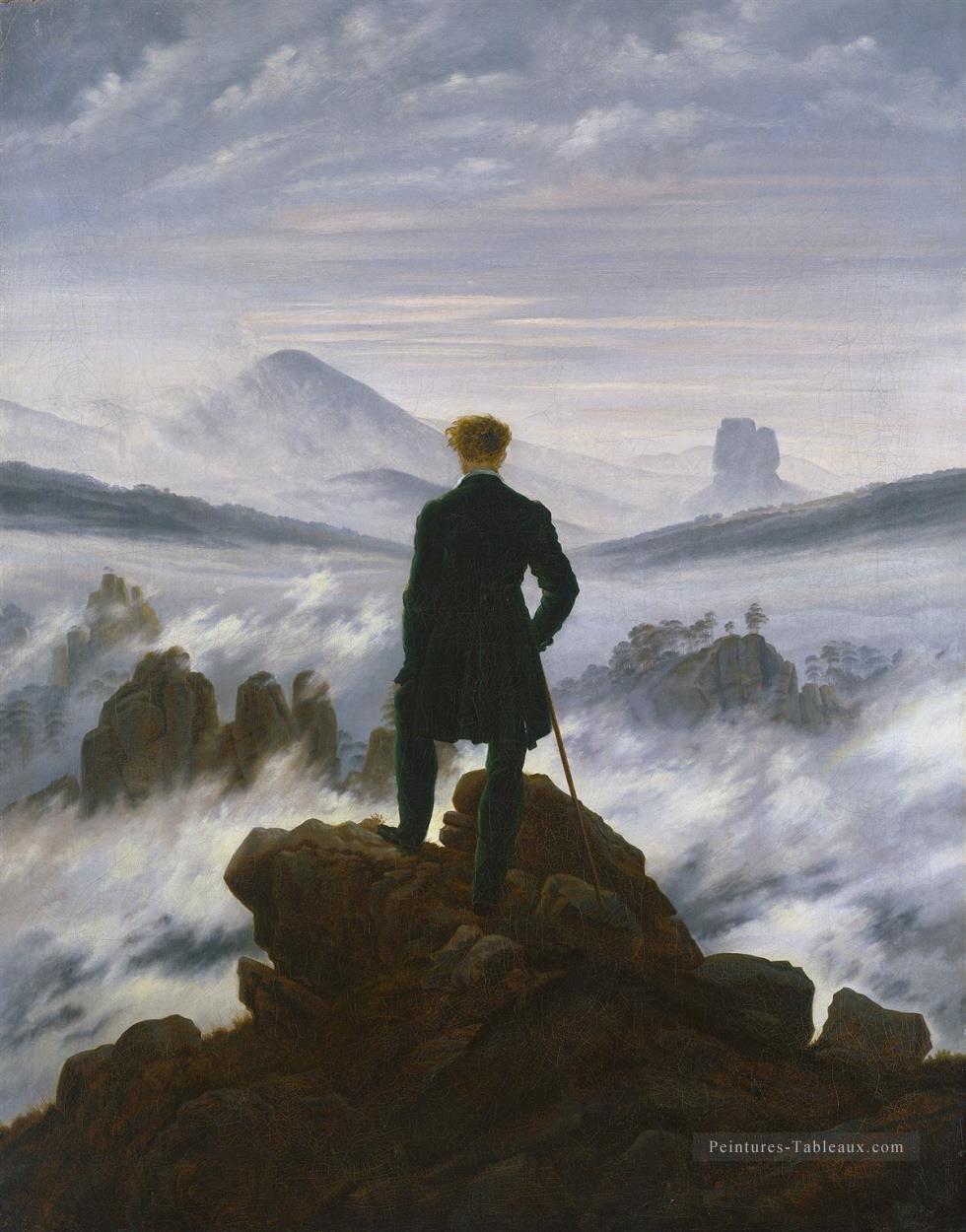 Wanderer au dessus de la mer de brouillard HSE romantique Caspar David Friedrich Peintures à l'huile